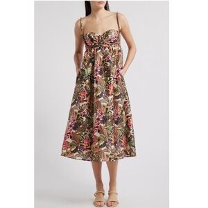 Hutch Multicolor Tropical Twist Strap Sleeveless Midi Dress Size Medium